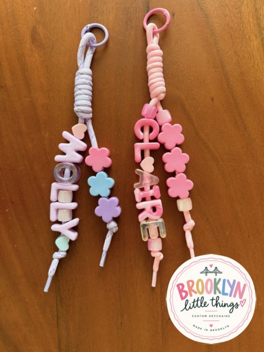 Keychains spelling Molly and Claire